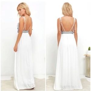 Lulus White Embroidered Boho Maxi Dress EHT10055A Small Backless Smocked Waist